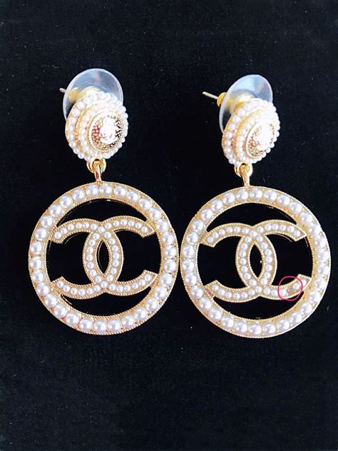 chanel cc logo pearl earrings price|Chanel cc earrings real.